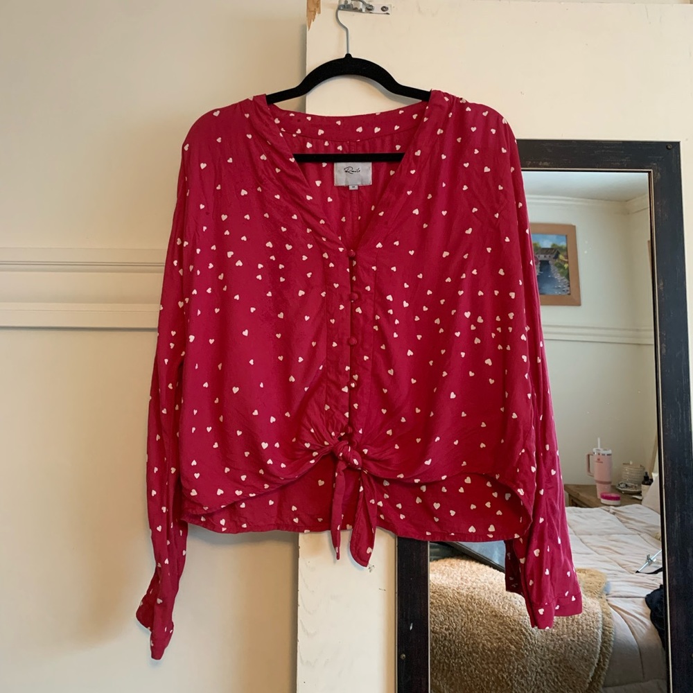 Rails Sloane Tie Front Long Sleeve Blouse